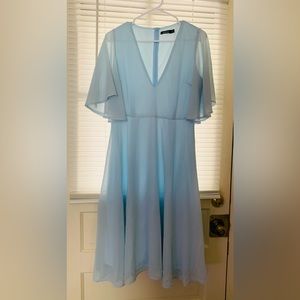 Flowy Blue V Neck Dress